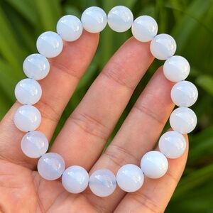 10.5mm‎ stretchable blue agate bracelet 0768
